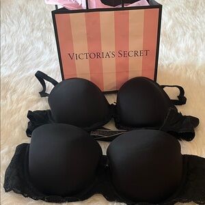 Victoria's Secret Black Push-Up Bra - Dream Angle Black 34C Set of Two